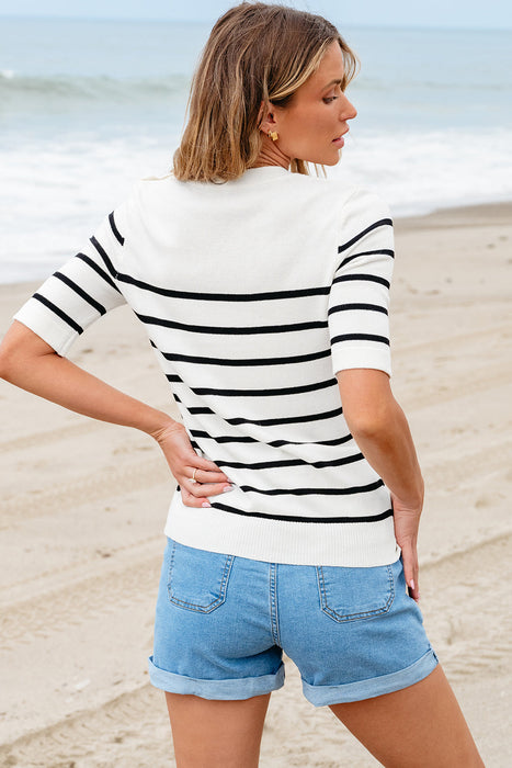 Round Neck Half Sleeve Knit Top