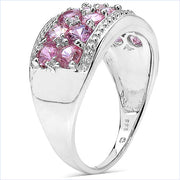 Bids.com 2.00 Carat Genuine Pink Sapphire & White Topaz .925 Sterling Silver Ring Rings