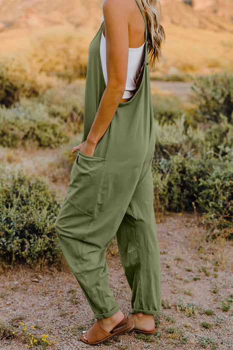 Full Size V-Neck Sleeveless Jumpsuit with Pockets