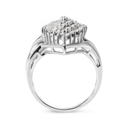 Bids.com 10K White Gold 1/2 Cttw Diamond Pear Shaped Cluster Ring (H-I Color, I1-I2 Clarity) - Ring Size 7 Rings
