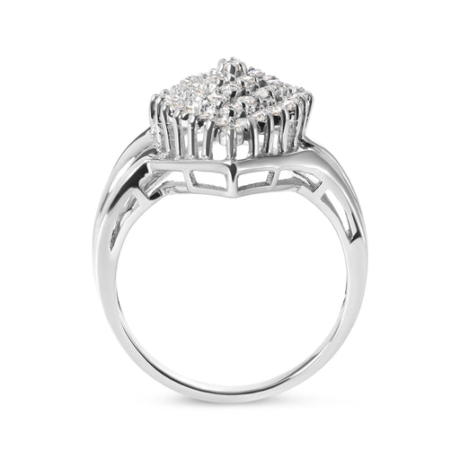 Bids.com 10K White Gold 1/2 Cttw Diamond Pear Shaped Cluster Ring (H-I Color, I1-I2 Clarity) - Ring Size 7 Rings