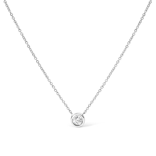 Bids.com 10K White Gold 1/10 Carat Round Brilliant-Cut Diamond Modern Bezel-Set Solitaire 16"-18" Pendant Necklace (H-I Color, SI2-I1 Clarity) Necklaces