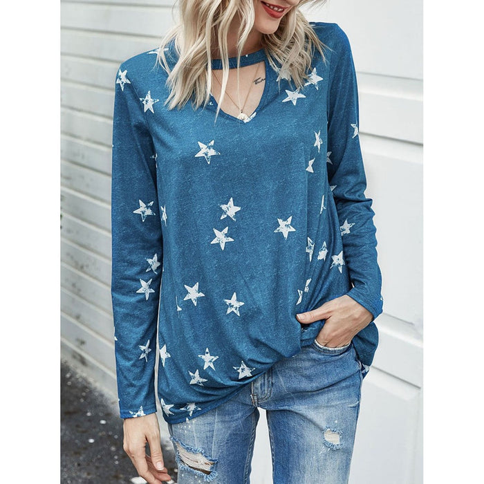 Cutout Round Neck Long Sleeve T-Shirt