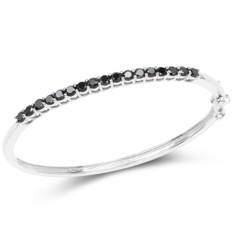 Bids.com 2.50 Carat Genuine Black Diamond .925 Sterling Silver Bangle Bracelets