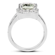Bids.com 3.94 Carat Genuine Green Amethyst and White Topaz .925 Sterling Silver Ring Rings