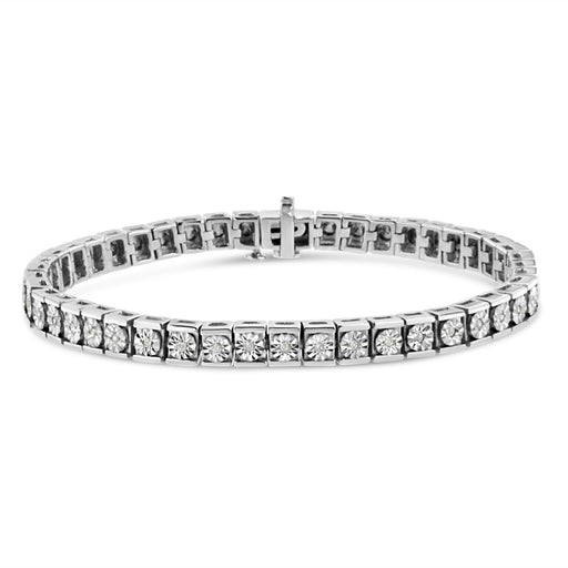 Bids.com .925 Sterling Silver Miracle Set Diamond Accent Classic Tennis Bracelet (I-J Color, I2-I3 Clarity) - 7.25" Bracelets