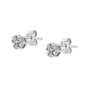 Bids.com .925 Sterling Silver 1/10 cttw Prong Set Round-Cut Trio Diamond Stud Earrings (I-J Color, I3 Clarity) Earrings