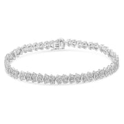 Bids.com .925 Sterling Silver 1.0 Cttw Chevron 2 Stone Arrow Link Tennis Bracelet (I-J Color, I3 Clarity) - 7â€ Bracelets
