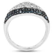 Bids.com 0.50 Carat Genuine Blue Diamond and White Diamond .925 Sterling Silver Ring Rings