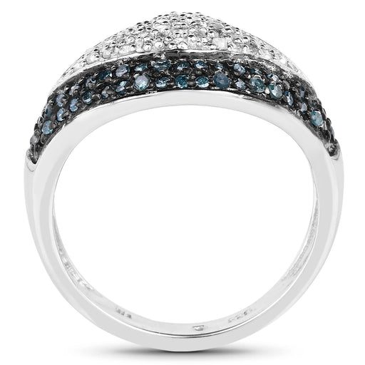 Bids.com 0.50 Carat Genuine Blue Diamond and White Diamond .925 Sterling Silver Ring Rings
