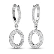 Bids.com 0.32 Carat Genuine White Diamond 14K White Gold Semi Mount Earrings - holds 8x6mm Oval Gemstones Earrings