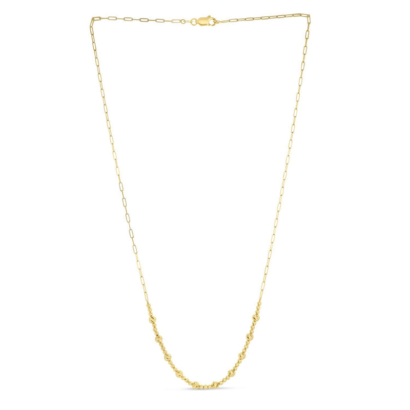 Bids.com 14k Yellow Gold Bead Paperclip Necklace Necklaces