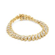 Bids.com 10K Yellow Gold 5.0 Cttw Diamond Double Row S-Link Cuban Bracelet (J-K Color, I2-I3 Clarity) - 7.25" Inches Bracelets