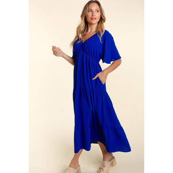 Haptics Tiered Babydoll Maxi Dress with Side Pocket