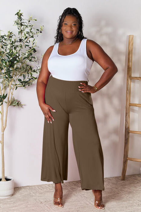 Double Take Full Size Smocked Wide Waistband Wide Leg Pants by VYSN