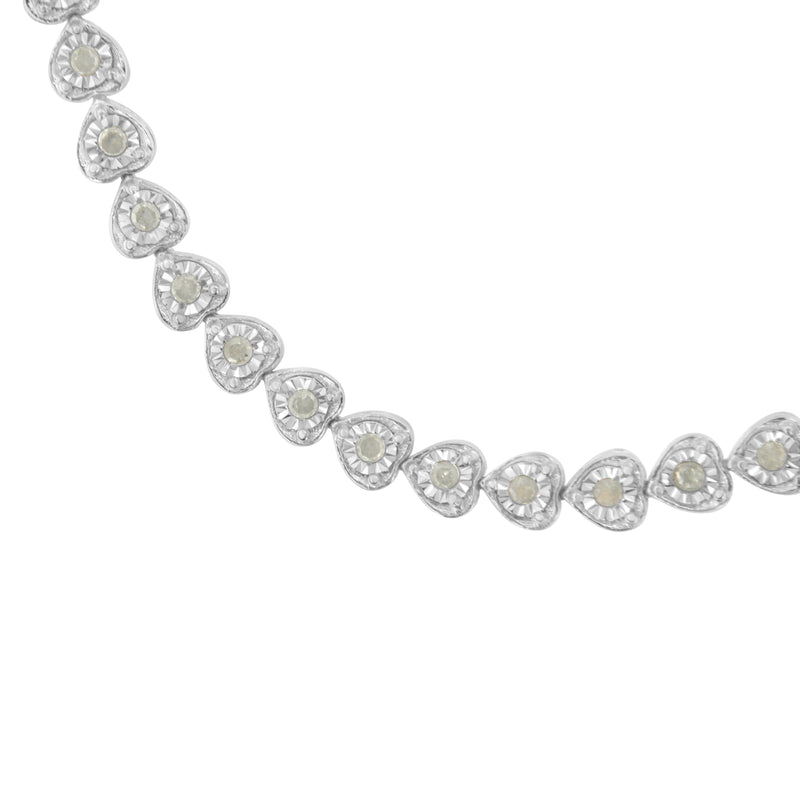 Bids.com .925 Sterling Silver 1.0 Cttw Miracle Set Diamond Heart-Link 7" Tennis Bracelet (I-J Color, I2-I3 Clarity) Bracelets