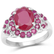 Bids.com 4.43 Carat Glass Filled Ruby and Ruby .925 Sterling Silver Ring Rings