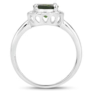 Bids.com 1.90 Carat Genuine Chrome Diopside and White Topaz .925 Sterling Silver Ring Rings