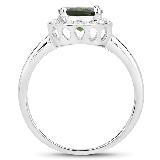 Bids.com 1.90 Carat Genuine Chrome Diopside and White Topaz .925 Sterling Silver Ring Rings