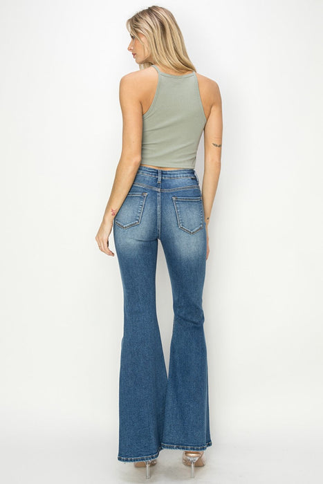 High Rise Front Seam Detailed Flare Jeans