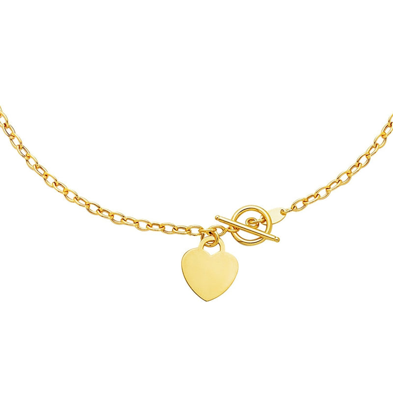 Bids.com Toggle Necklace with Heart Charm in 14k Yellow Gold Necklaces