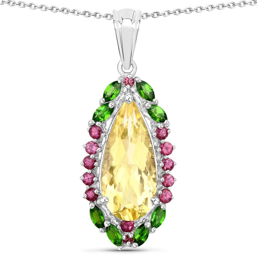 Bids.com "6.19 Carat Genuine Citrine, Chrome Diopside and Rhodolite Garnet .925 Sterling Silver Pendant Pendants