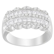 Bids.com 14K White Gold 1 1/7ct. TDW Round and Princess-Cut Diamond Ring(H-I, SI2-I1) Rings