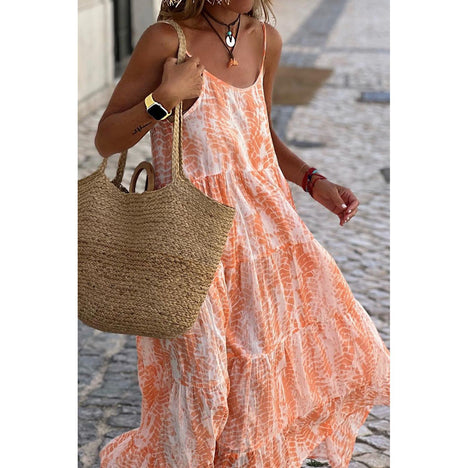 Printed Scoop Neck Maxi Cami Dress