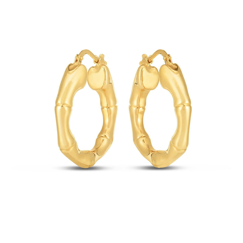 Bids.com 14k Yellow Gold Medium Bamboo Hoop Earrings Earrings