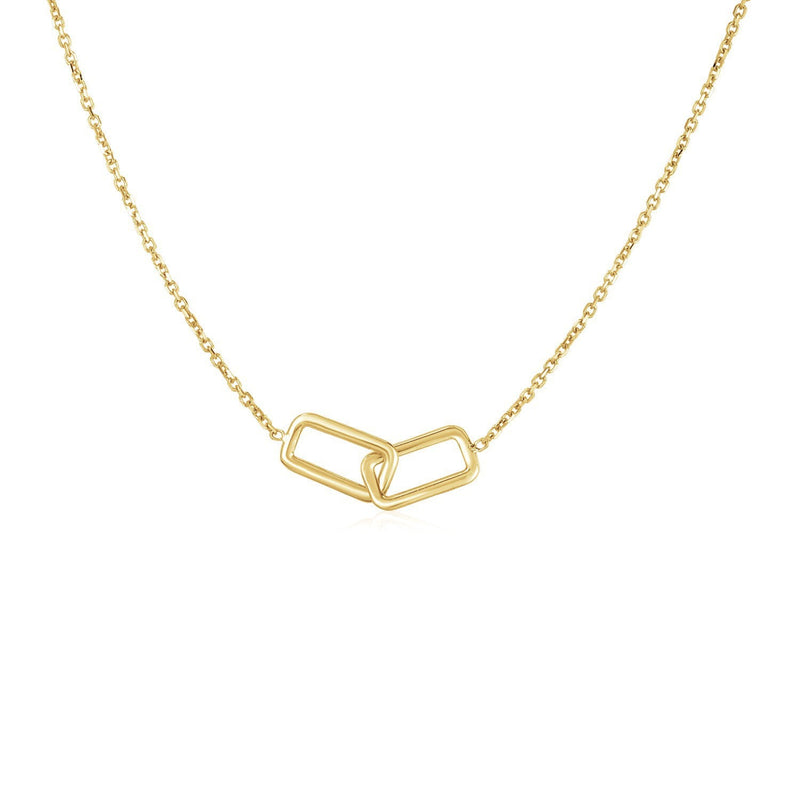 Bids.com 14k Yellow Gold Necklace with Interlocking Petite Rectangles Necklaces