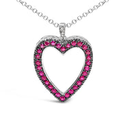 Bids.com 18K 1/3 Cttw Diamond and Red Ruby Open Heart with Black Rhodium 18" Pendant Necklace (G-H Color, VS2-SI1 Clarity) Necklaces