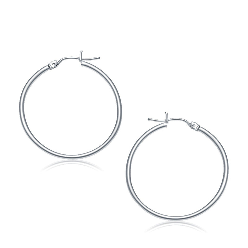 Bids.com 10k White Gold Polished Hoop Earrings (30 mm) Earrings