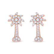 Bids.com 10K Rose Gold 1/4 Cttw Diamond Palm Tree Push Back Stud Earrings (H-I Color, I1-I2 Clarity) Earrings