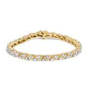 Bids.com 14K Yellow Gold 4.00 Cttw Diamond Triangle Link Tennis Bracelet (H-I Color, I1-I2 Clarity) - 7" Inches Bracelets