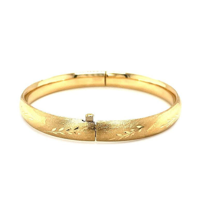Bids.com Classic Floral Carved Bangle in 14k Yellow Gold (8.0mm) Bracelets