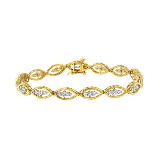 Bids.com 10K Yellow Gold Plated .925 Sterling Silver 1 cttw Prong Set Round-Cut Diamond Link Bracelet (J-K Color, I1-I2 Clarity) - 7.25" Bracelets