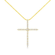 Bids.com 10K Yellow Gold 3.00 cttw Round-Cut Diamond Cross 18" Pendant Necklace (J-K Color, I1-I2 Clarity) Necklaces