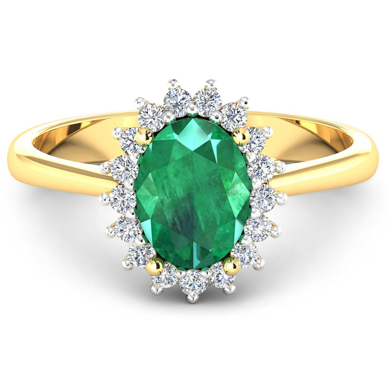 Bids.com 1.87 Carat Genuine Zambian Emerald and White Diamond 14K Yellow Gold Ring Rings