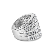 Bids.com 10K White Gold 2 1/2 Cttw Round and Baguette-Cut Diamond Multi-Row Bypass Ring (J-K Color, I2-I3 Clarity) - Ring Size 7 Rings