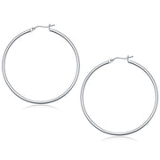 Bids.com 14k White Gold Polished Hoop Earrings (50 mm) Earrings