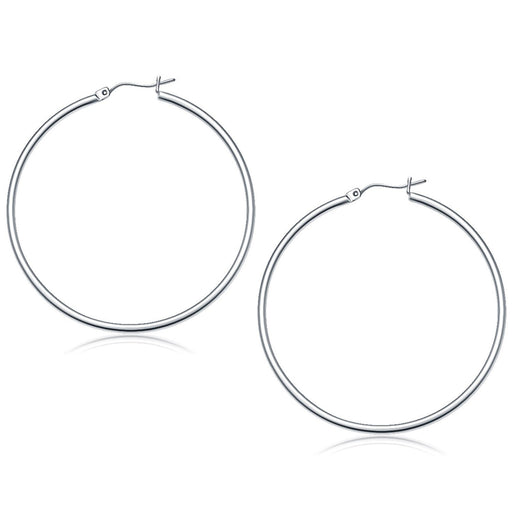 Bids.com 14k White Gold Polished Hoop Earrings (50 mm) Earrings