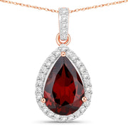 Bids.com 3.29 Carat Genuine Rhodolite and White Diamond 14K Rose Gold Pendant Pendants