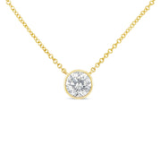 Bids.com 10K Yellow Gold 1/3 Carat Round Brilliant-Cut Diamond Modern Bezel-Set Solitaire 16"-18" Pendant Necklace (H-I Color, SI2-I1 Clarity) Necklaces