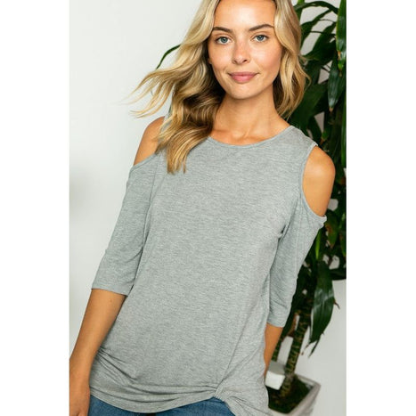 SOLID COLD SHOULDER TOP