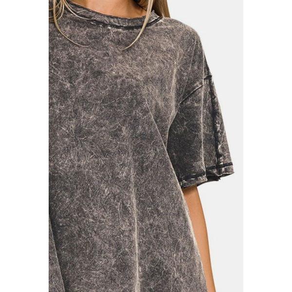 Zenana Round Neck Dropped Shoulder Blouse