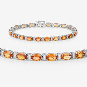 Bids.com 16.73 Carat Genuine Orange Sapphire and White Diamond 14K White Gold Bracelet Bracelets
