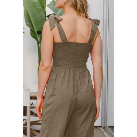 ODDI Bodice Smocked Sleeveless Jumpsuit