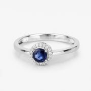 Bids.com 0.52 Carat Genuine Blue Sapphire and White Diamond 14K White Gold Ring Rings