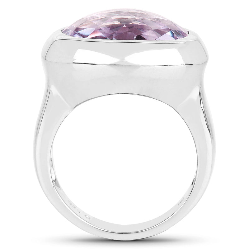Bids.com 8.00 Carat Genuine Pink Amethyst .925 Sterling Silver Ring Rings