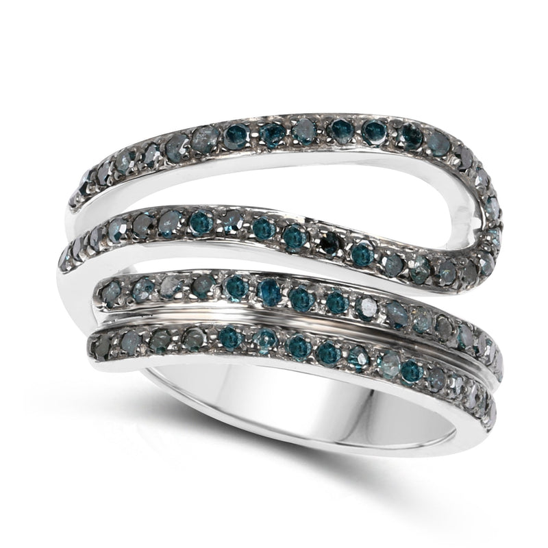 Bids.com 0.83 Carat Genuine Blue Diamond .925 Sterling Silver Ring Rings